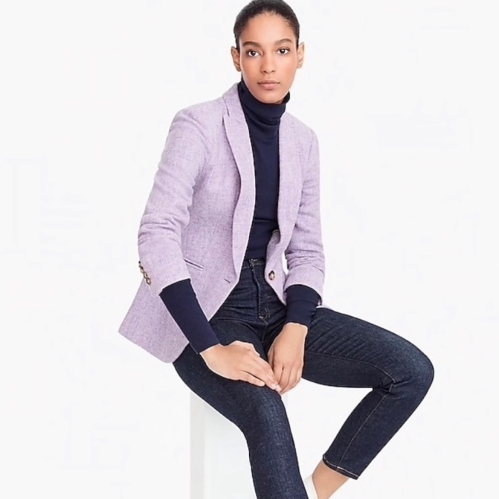 NWT $248 J Crew Parke Blazer in Chantal Herringbone Wool Sz 6 Lavender K3073